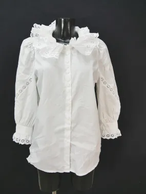 Gr.40 Trachtenbluse weiß Bluse für Dirndl Hess Baumwolle Spitze Rüschen TB9351