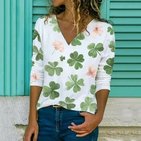 T-Shirt Mit Vierblttrigem Kleeblattdruck